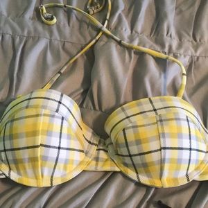 Worn once bathing suit top plaid